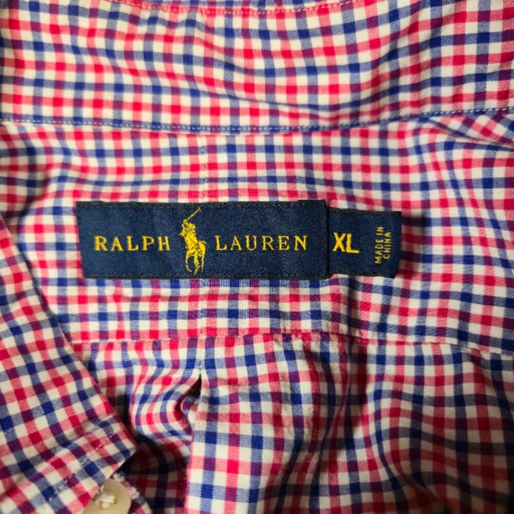 Ralph Lauren Men's Plaid Button Down Shirt Size XL Red White Blue Patriotic - Picture 3 of 9